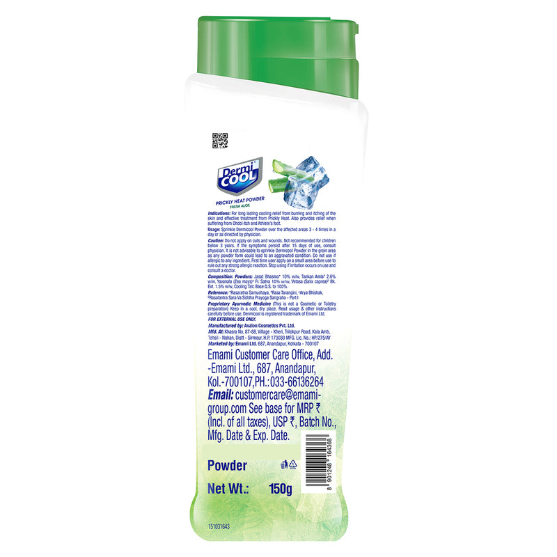 Dermicool Prickly Heat Fresh Aloe Talcum Powder 150 g