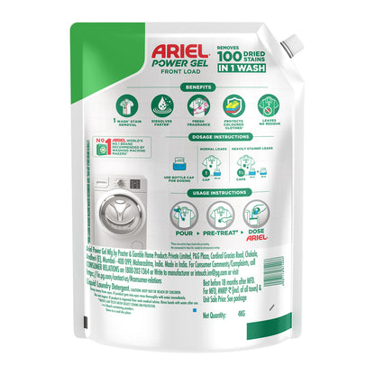 Ariel Front Load Power Gel Detergent Pouch 4 kg